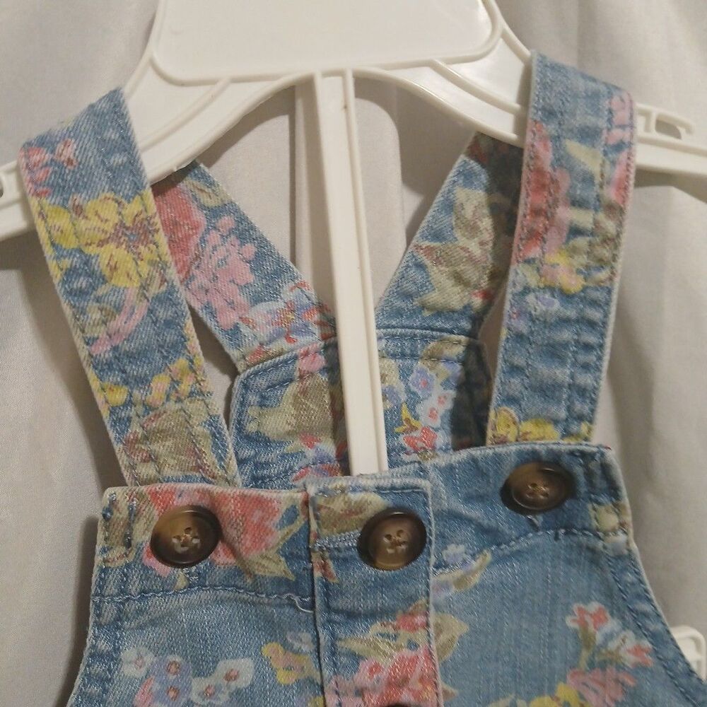 Wonder Nation Girls Toddler Blue Floral Button Down Denim Jumper Size 2T - Picture 4 of 9